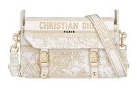 DIOR DiorCamp Pattern Embroidery Messenger Bag Handbag Shoulder Bag Crossbody Bag Small Size Women's Light Gold