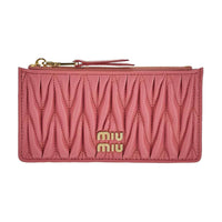 MIU MIU Matelassé Nappa Leather Card Holder, Wallet Women's Pink