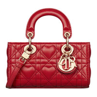 DIOR Lady D-JOY Lambskin Shoulder Bag Crossbody Bag Handbag Extra Mini Women's Red
