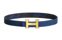 HERMES Nylon Belt Men's Black/Blue Width: 3.2cm