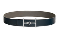 HERMES Leather Belts Men Marine Blue/Tin Gray