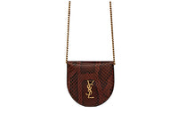 SAINT LAURENT Python Skin Shoulder Bag Crossbody Bag Women's Dark Brown
