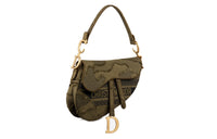 DIOR Saddle Canvas Saddle Bag Handbag Shoulder Bag Women's Green