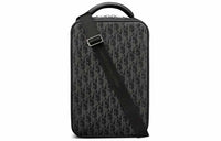 DIOR Cow Leather One Shoulder Handbags Men's Black