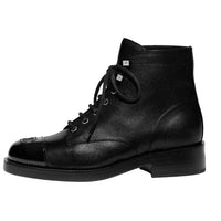 CHANEL Ankle-Length Martin Boot Women's Black