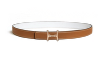 HERMES Mors H Styling Double-Sided Smooth Buckle Leather Belts Women's Brown Width 2.4CM