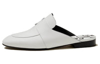 HERMES Abrasion-Resistant Wrap-toe Slippers Women's White