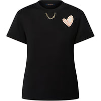 LOUIS VUITTON Heart Print Chain Crew Neck Short-Sleeved T-Shirt Women's Black