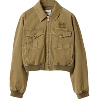 MIU MIU Garment dyed Cotton Bomber Jacket