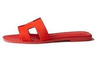 HERMES Oran Slide Slippers Women's Red