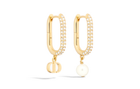 DIOR Metal, Crystal, Resin Pearl Earrings Women's Gold
