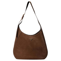 PRADA Suede Handbag, Shoulder Bag Women's Brown