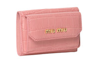 MIU MIU Cow Leather Wallet Women's Pink