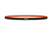 HERMES Leather Belts Women's Black/Orange