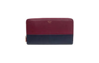 CELINE Lambskin Wallet Large Size Women's Burgundy & Blue