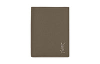 SAINT LAURENT Grain Leather Card Holder Men's Dark Khaki