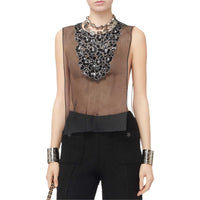 CHANEL Tank Tops Women's Black Gray Color