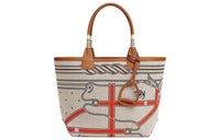 HERMES Steeple Canvas With Swift Leather Canvas Bag Handbags Women's Greige