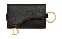 DIOR Saddle Goatskin Key Pouch Women's Black