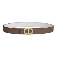 HERMES Calfskin Leather Belts Women's Taupe Width 2.4CM