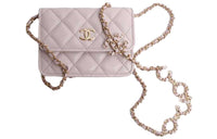 CHANEL 21B Fall Embossed Calfskin With Grains Clutches Shoulder Bag Crossbody Bag Regular Women's Light Pink