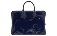 HERMES Togo Calfskin Handbag Men's Midnight Blue/Linen Blue