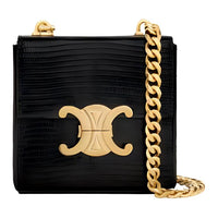 CELINE Triomphe Lizard Skin Shoulder Bag Mini Women's Black