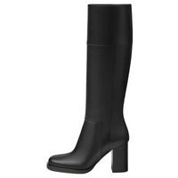 HERMES Jumper Knee-high Boots 8cm Women's Black