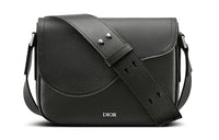 DIOR Cow Leather Saddle Bag Messenger Bag Crossbody Bag Shoulder Bag Men's Black
