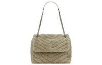 SAINT LAURENT Niki Shearling Handbag, Shoulder Bag Women's Brown