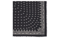 SAINT LAURENT Logo Printed Frayed Edge Scarf