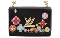 LOUIS VUITTON Twist Leather Shoulder Bag Crossbody Bag Medium Size Women's Black