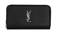 SAINT LAURENT Monogram Leather Wallet Unisex Black