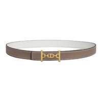 HERMES Calfskin Leather Belts Unisex Taupe/White Width: 2.4cm