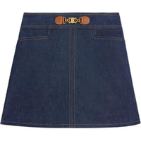 CELINE Mini Skirt In Raw Wash Denim