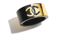 CHANEL Resin Metal Bangles Women's Gold/Black