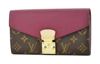 LOUIS VUITTON Canvas With Leather Wallet Women's Classic Pattern Purple Red