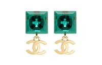 CHANEL Stud Earrings Women's Green