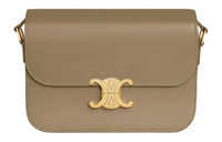 CELINE Triomphe Calfskin Shoulder Bag, Portable Crossbody Bag Women's Tan