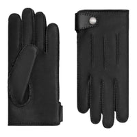 HERMES Deerskin Palladium Metal Gloves Men's Black