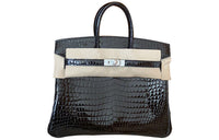 HERMES Birkin Polished Crocodile Leather Birkin Bag Handbags Women's Noir Black