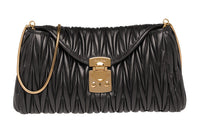 MIU MIU Soft Sheep Leather Clutches Shoulder Bags Women's Black