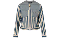LOUIS VUITTON Mixed Stripes Utility Jacket Jackets Coats Women's Blue