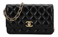 CHANEL Lambskin Shoulder Bag Crossbody Bag Wallet Regular Women's Black