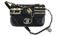 CHANEL Lambskin Flap Bag One Shoulder Handbag Crossbody Bag Small Size Women's Black