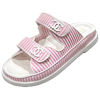 CHANEL Slip-Resistant Slide Slippers Women's Pink White
