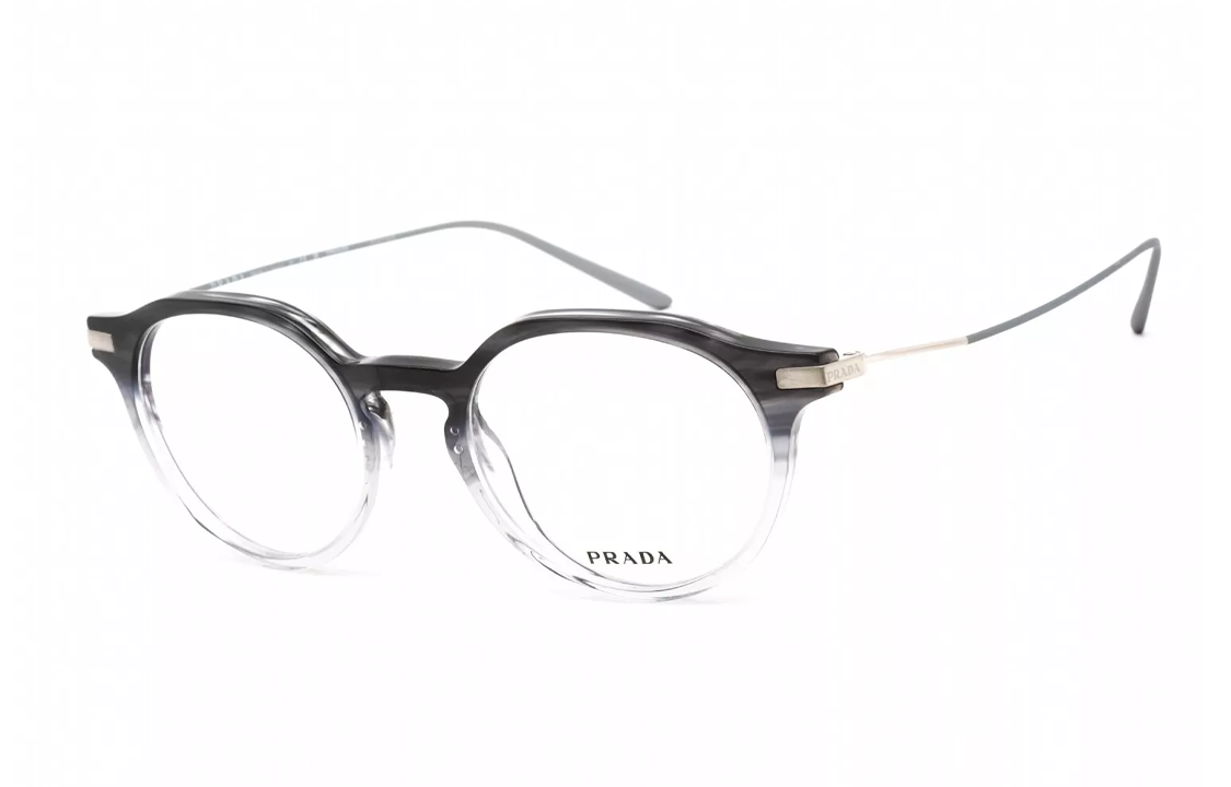 PRADA Acetate Round Eyeglass Frames Men's Gray