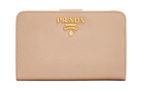 PRADA Leather Wallet Women's Beige