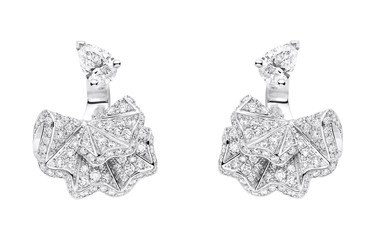 DIOR 18K White Gold Earrings Women's Silver