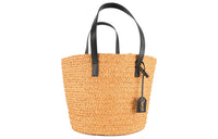 SAINT LAURENT Straw Handbag Medium Size Women's Light Brown